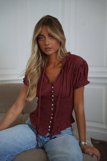 Maud terracotta - Top smocké