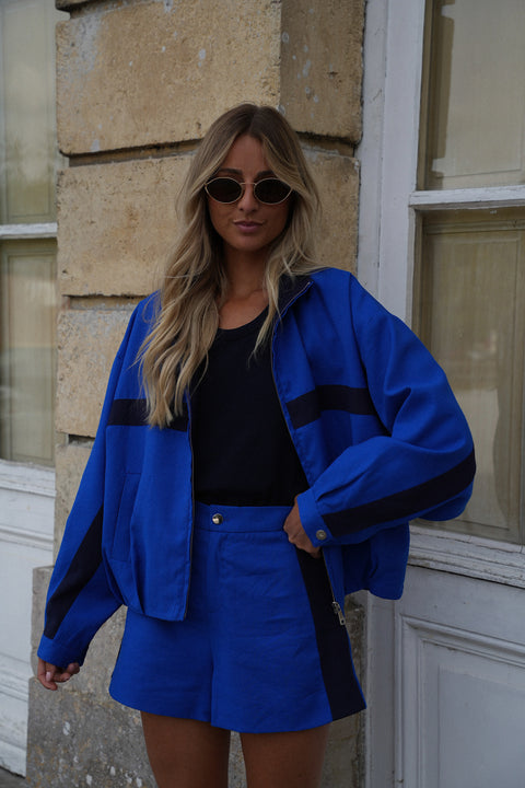 Sael bleue - Veste à bandes