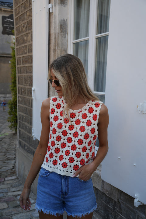 Emery rouge - Top crochet