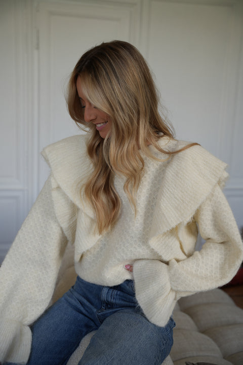 Cintia beige - Pull volanté