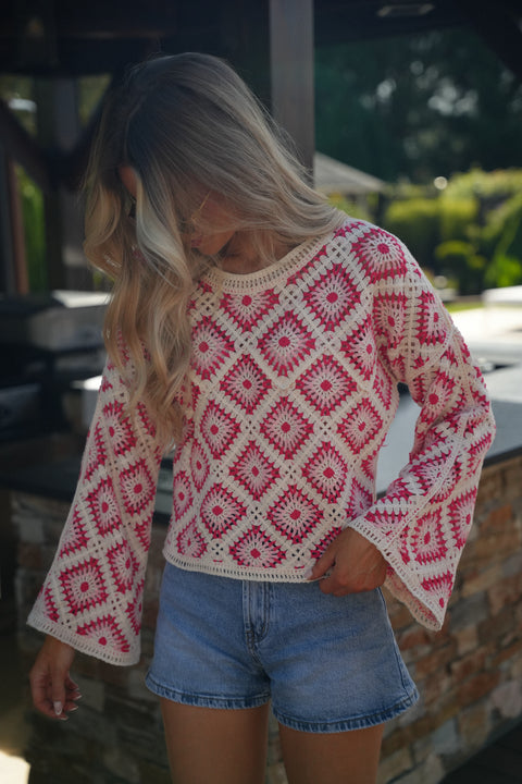 Fidji rouge - Blouse en crochet