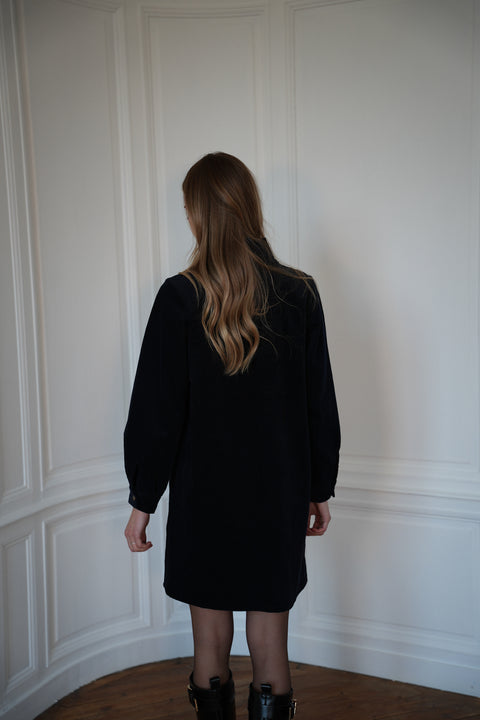 Cristelle marine - Robe en velours