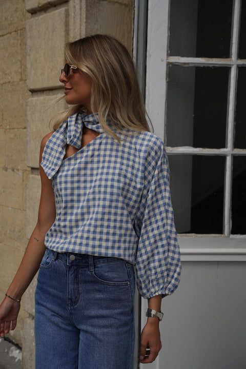Pearl bleue - Blouse vichy