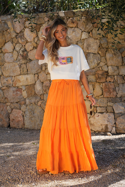 Chloé orange - Jupe longue