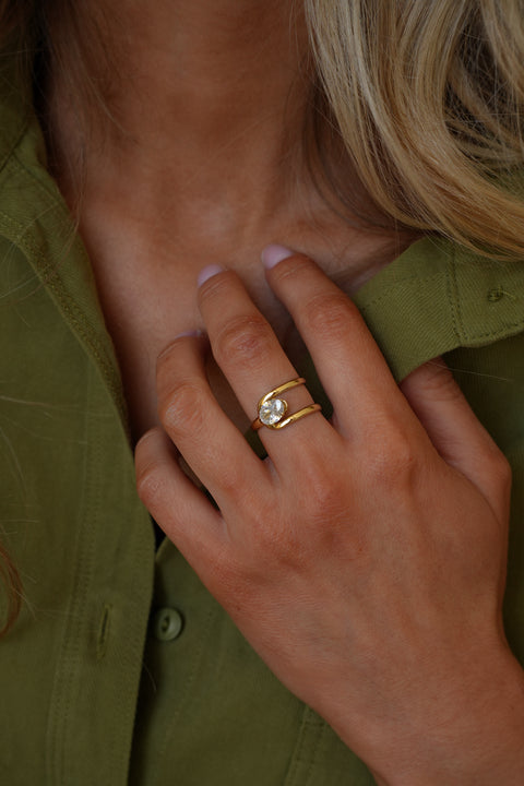 Vic dorée - Bague acier