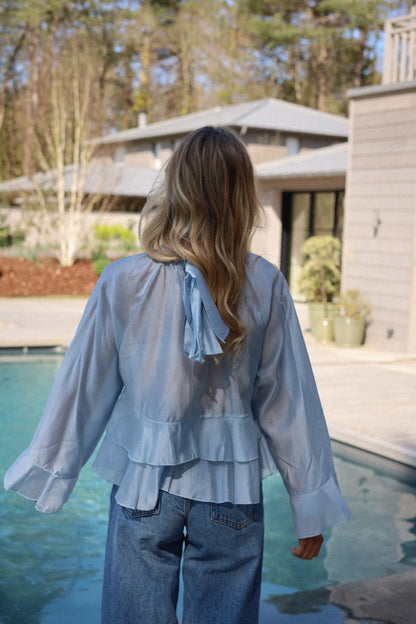 Donna bleue - Blouse volantée