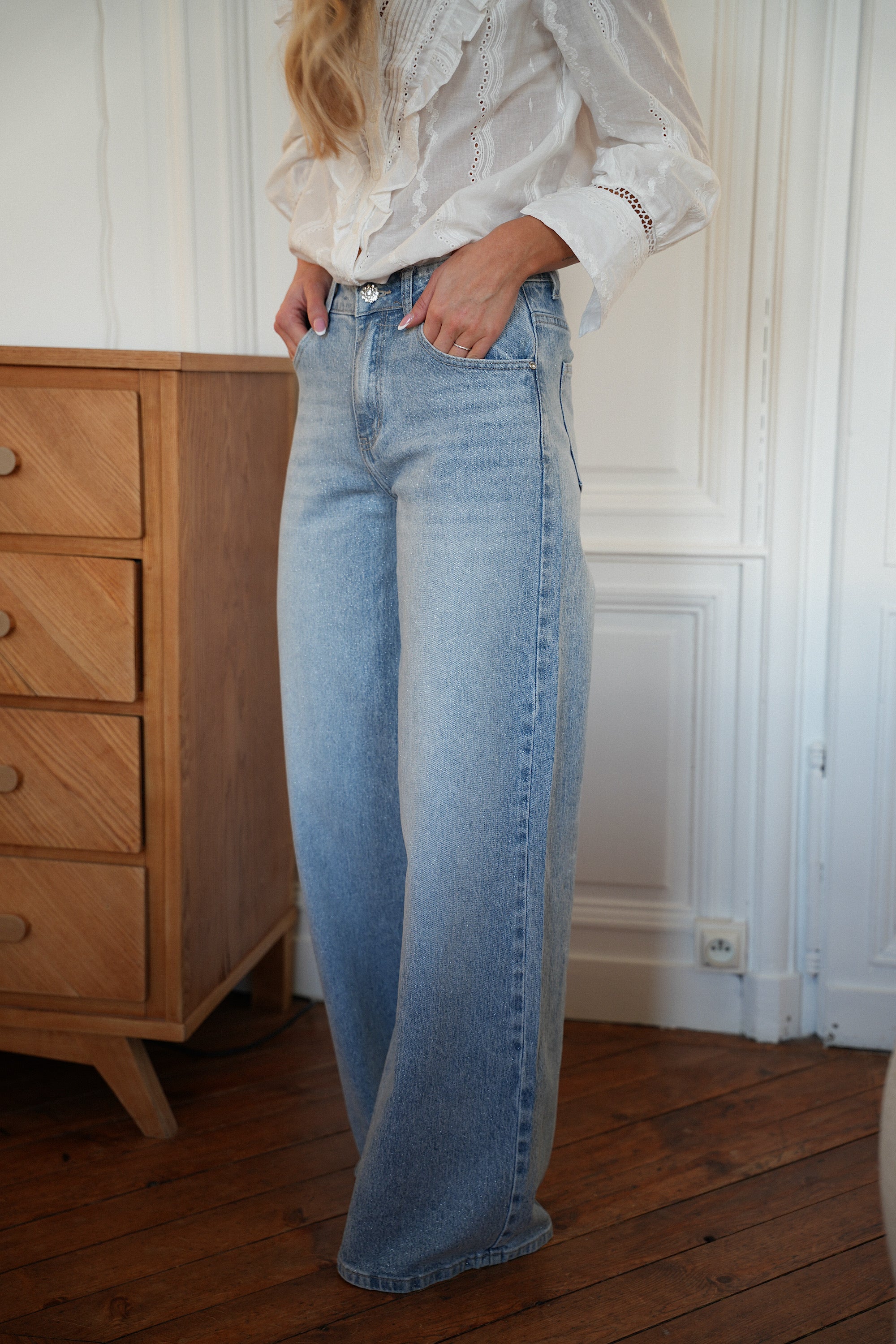 Charlotte bleu - Jean à paillettes