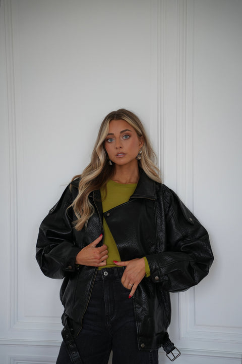 Ivy noire - Veste en similicuir