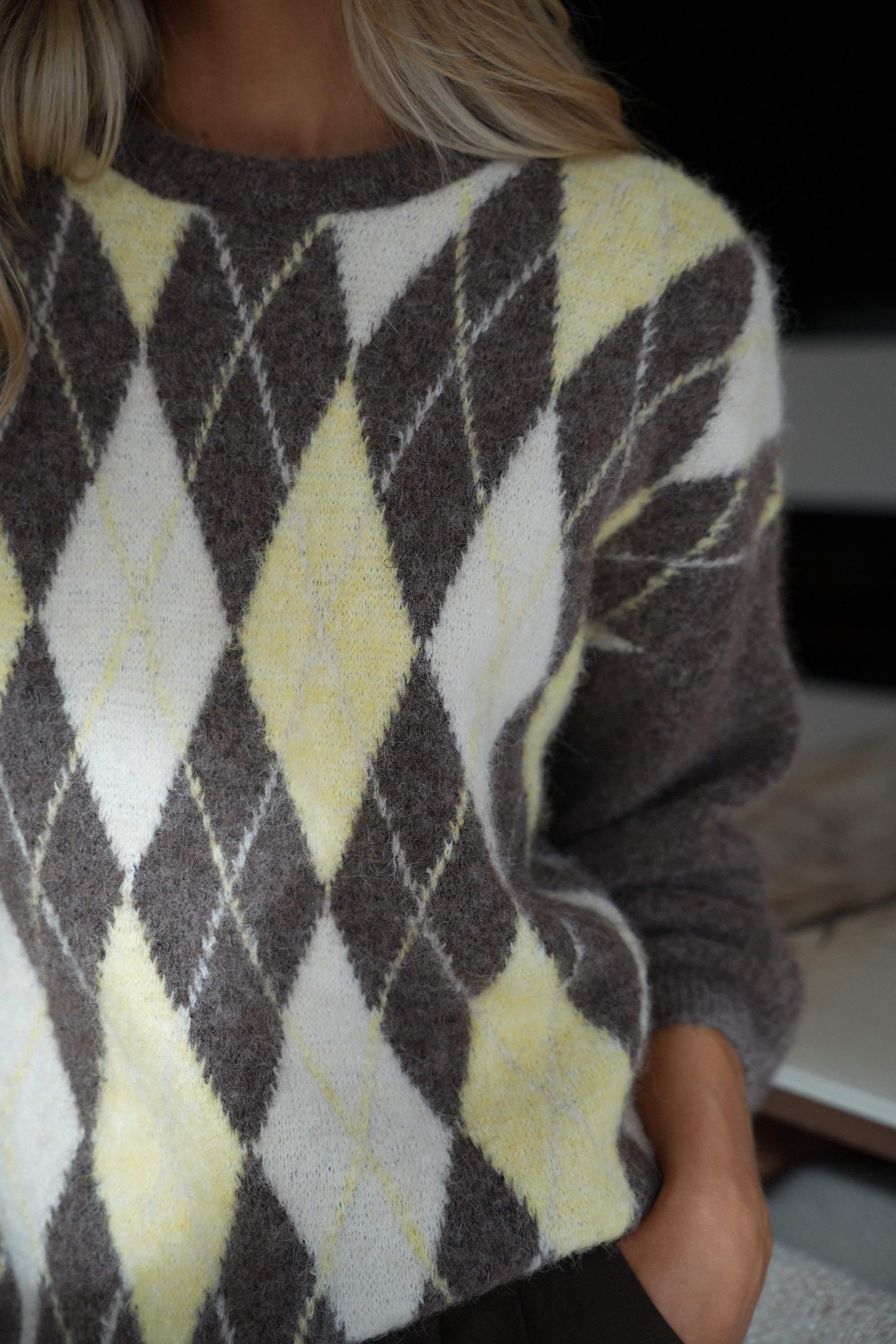 Ortense taupe - Pull losanges