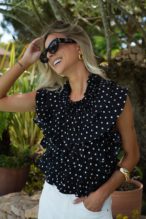 Jade noire - Blouse à pois
