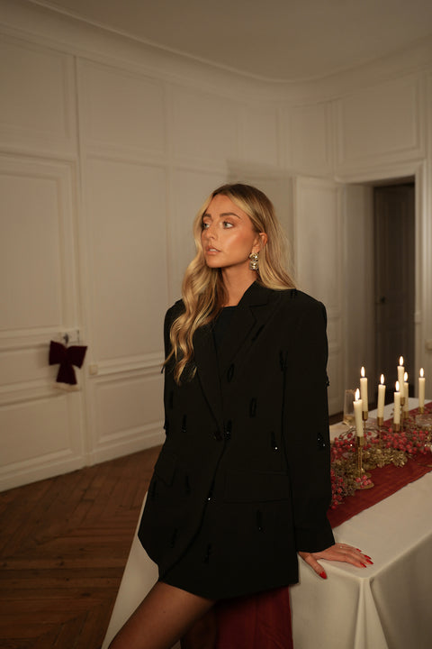 Loana noire - Blazer à perles premium
