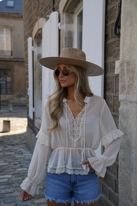 Sandy crème - Blouse brodée