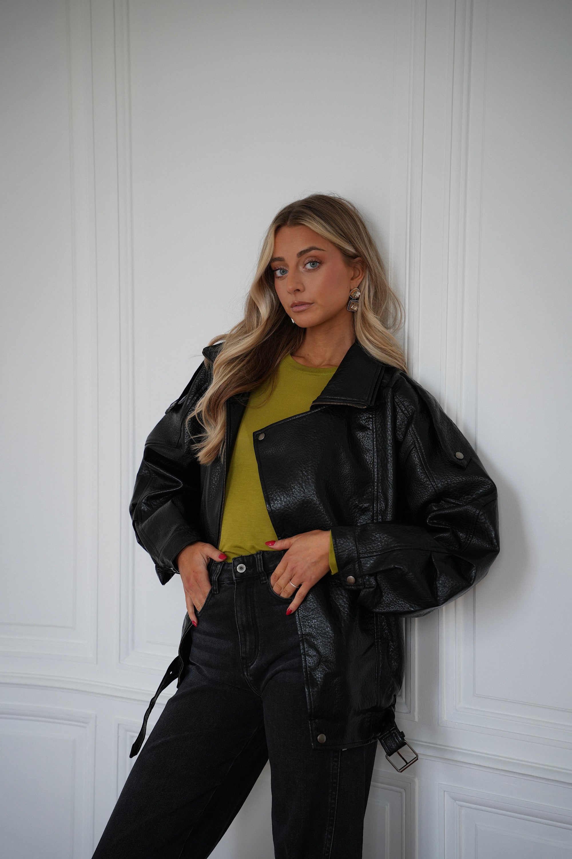 Ivy noire - Veste en similicuir