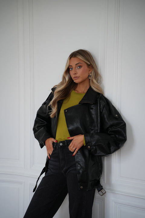 Ivy noire - Veste en similicuir