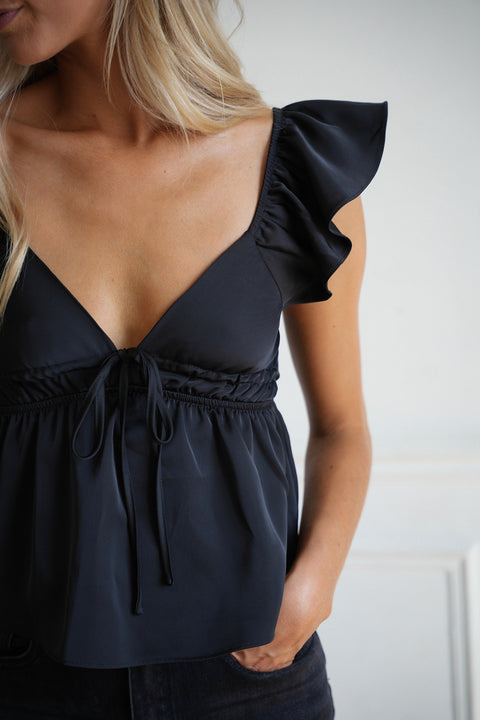 Moriz noir - Top volanté