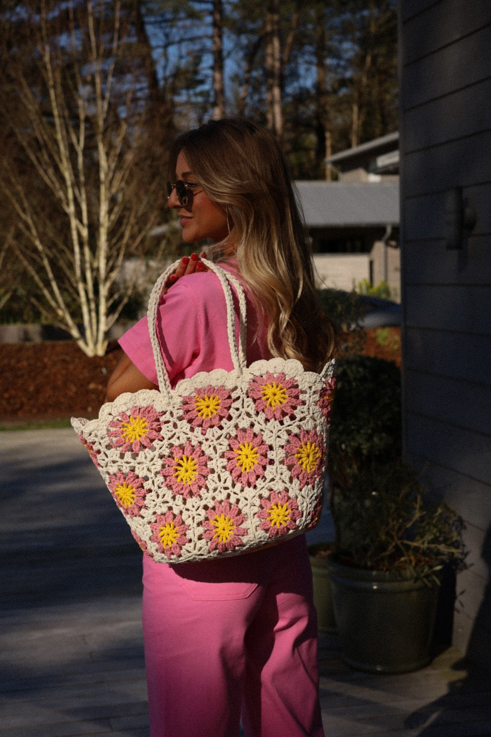 Daisy rose - Sac paille