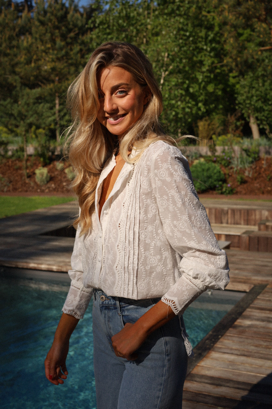 Carolyn blanche - Blouse brodée
