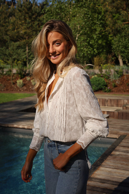Carolyn blanche - Blouse brodée
