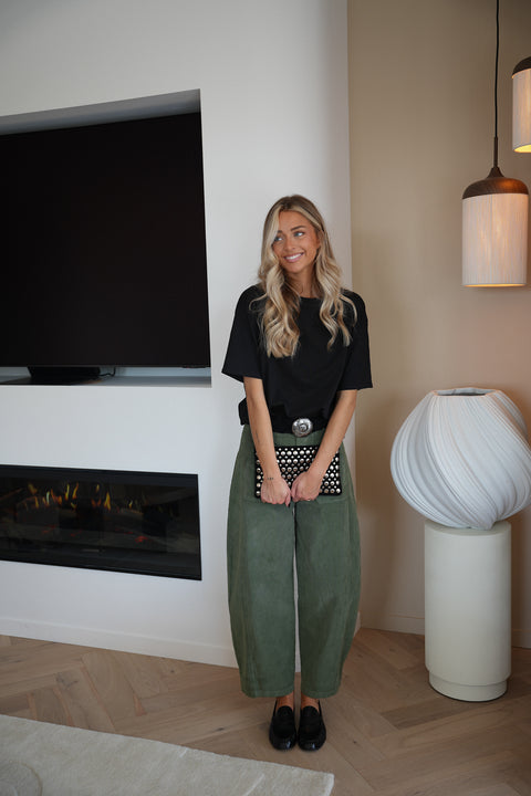 Elly kaki - Pantalon velours