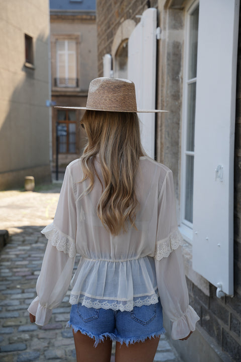Sandy crème - Blouse brodée