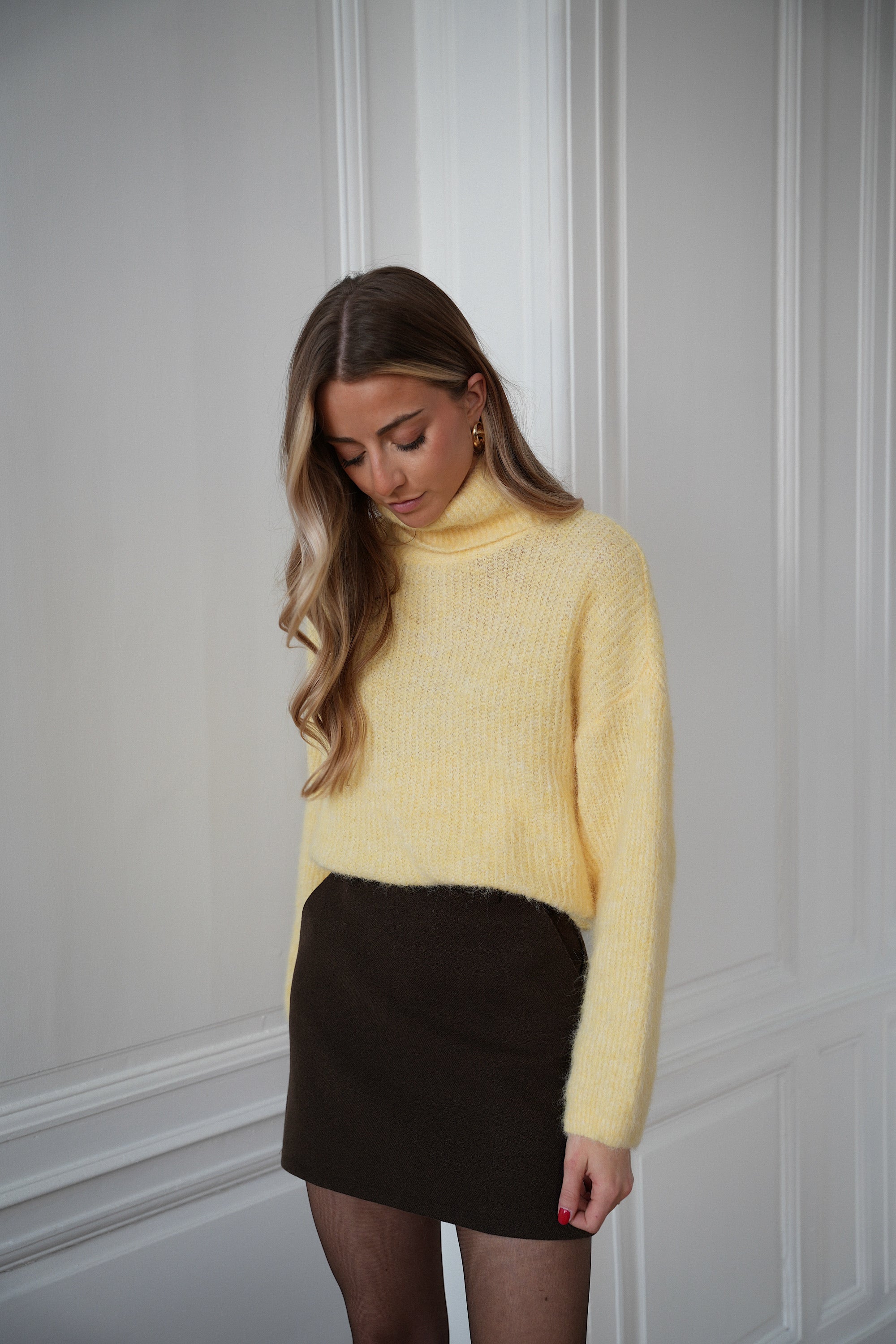 Sora jaune - Pull col roulé