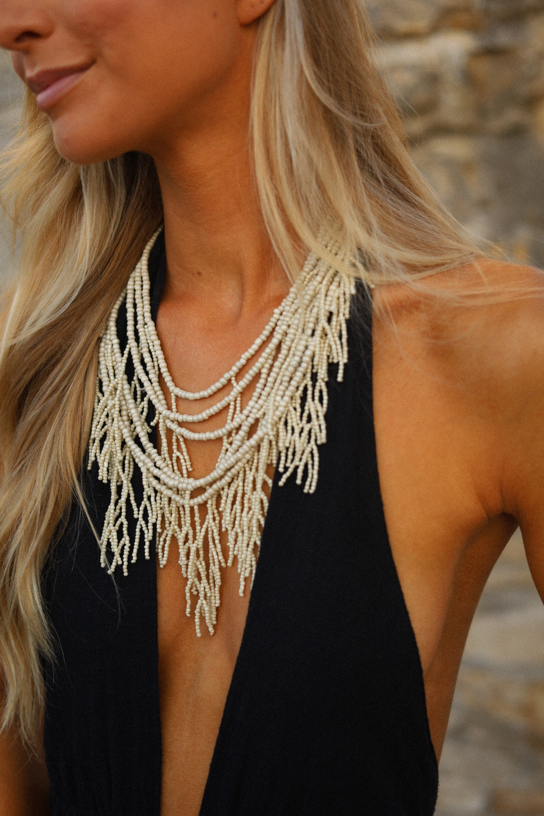 Roby beige - Collier perles