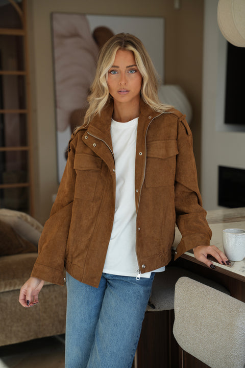 Maylan camel - Veste suédée