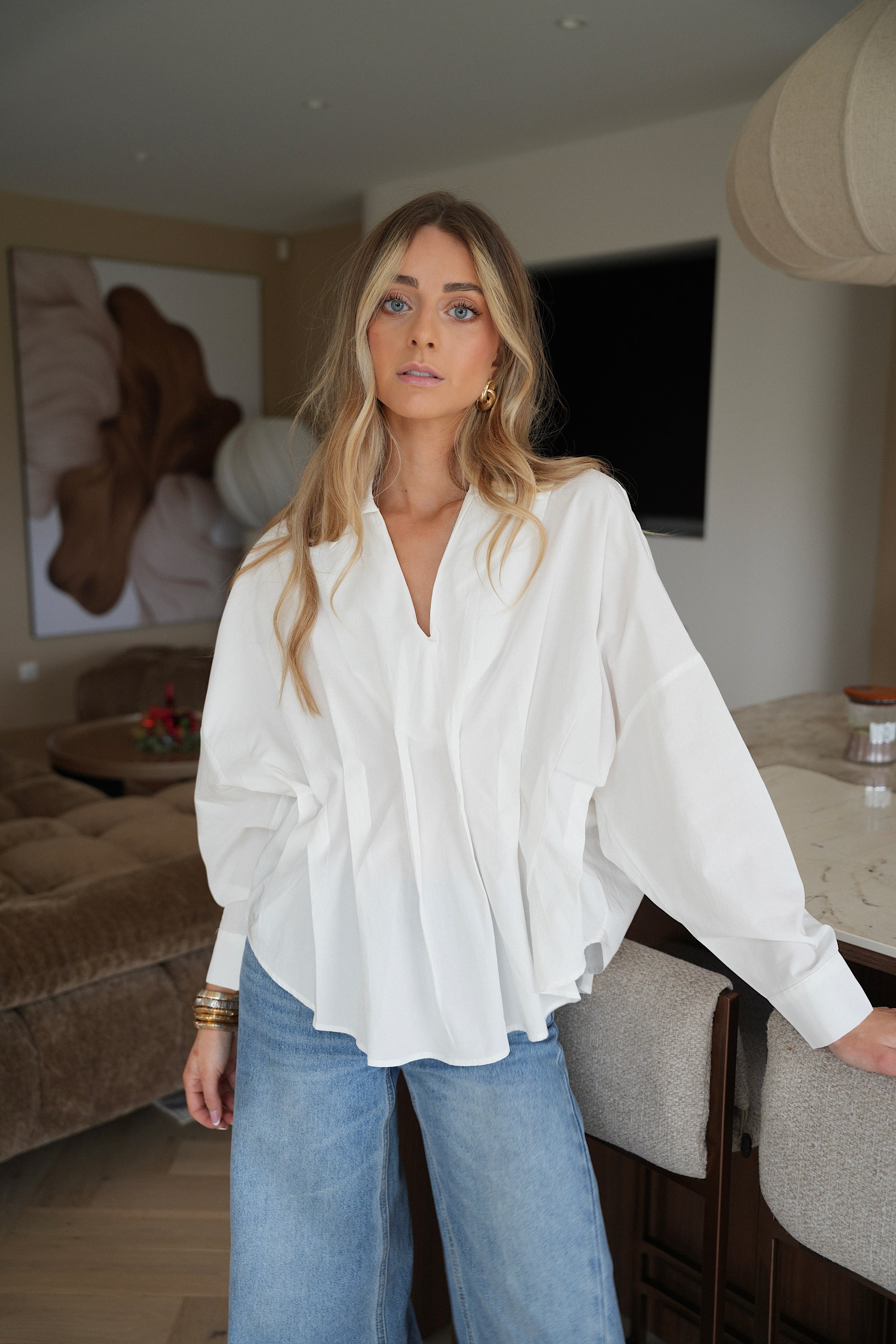 Stacy blanche - Blouse à plis