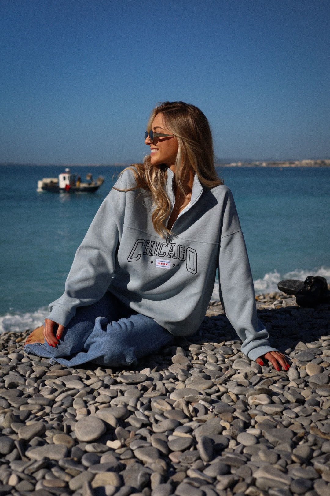 Chicago bleu - Sweat-shirt brodé