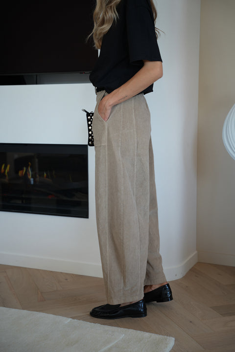 Elly beige - Pantalon velours