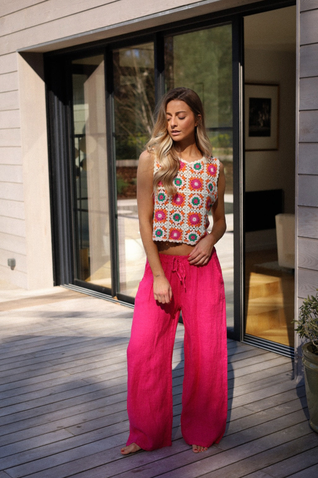 Lindie fuschia - Pantalon lin