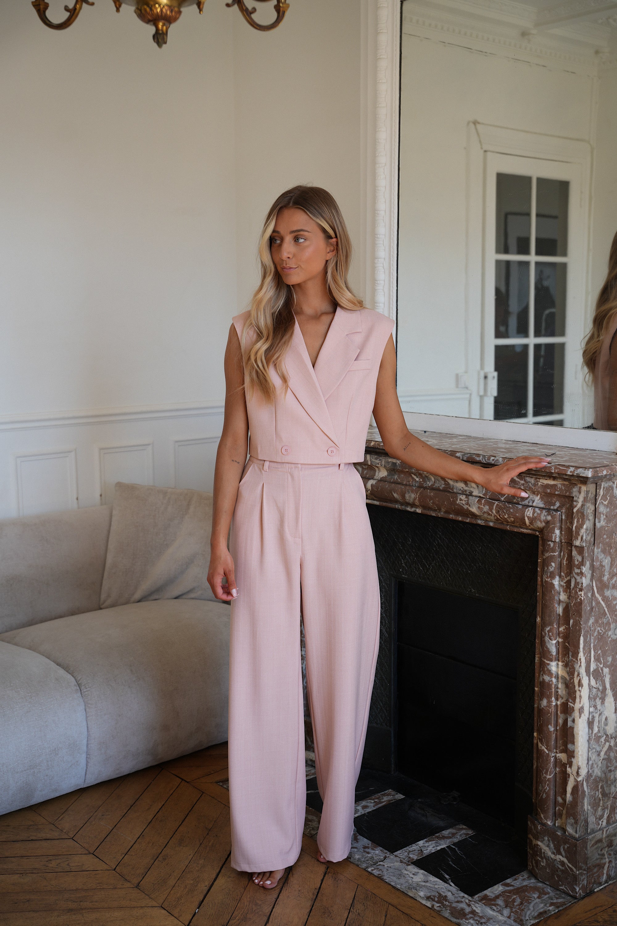 Zoé rose pale - Ensemble tailleur