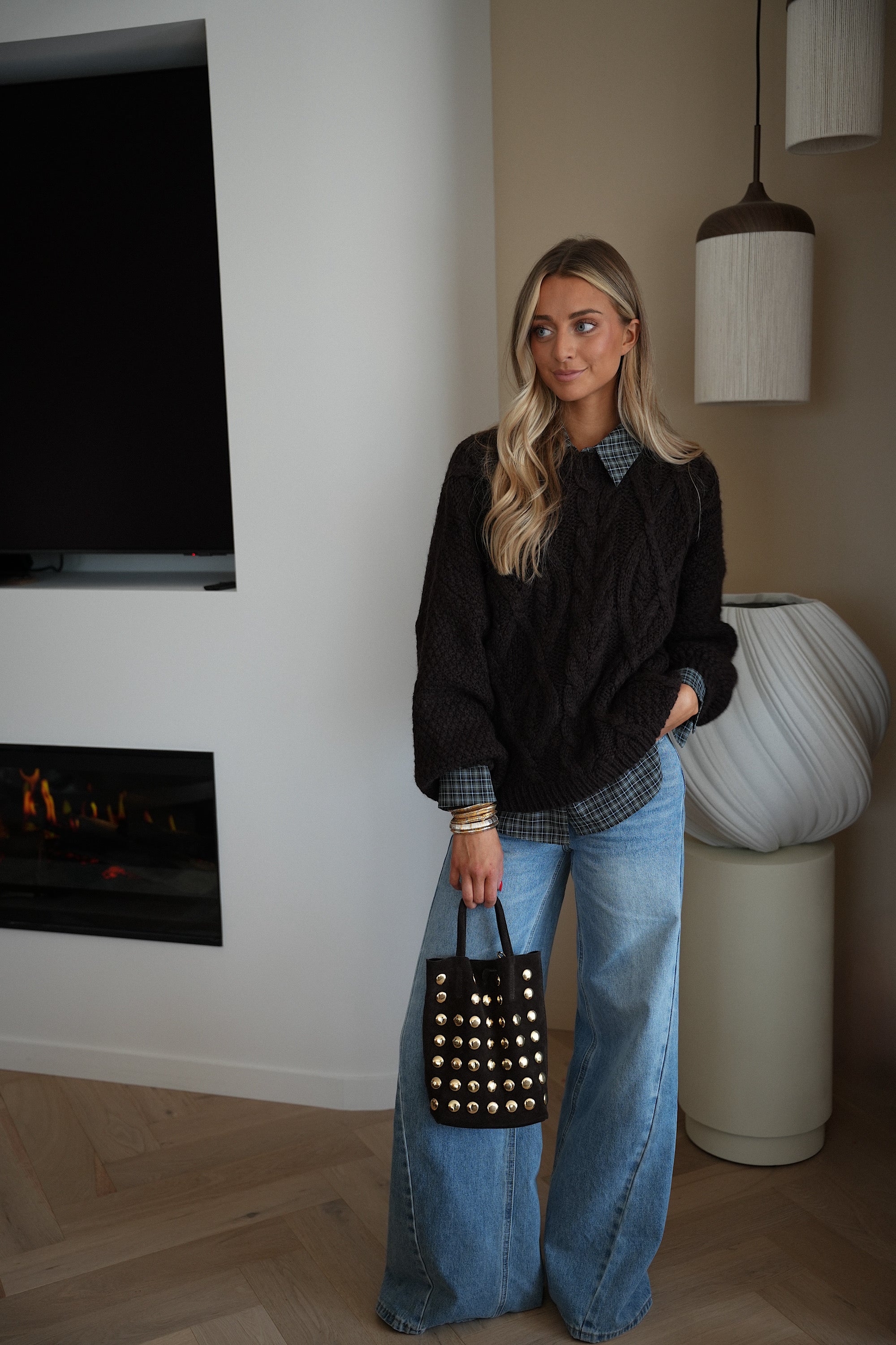 Oslo chocolat - Sac clouté