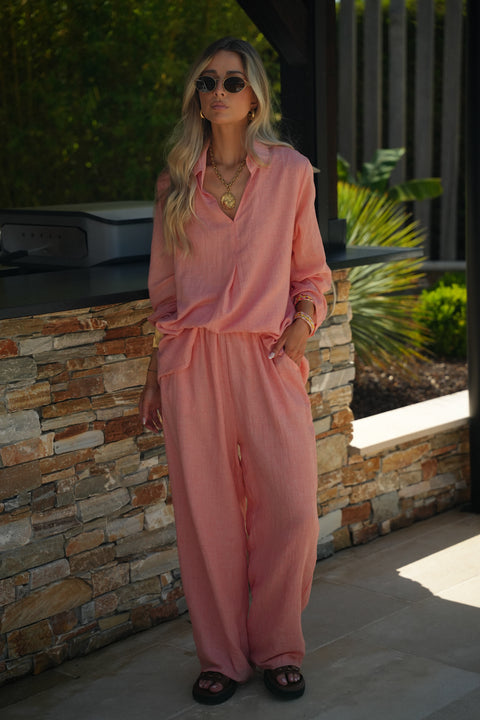 Ayna corail - Pantalon droit