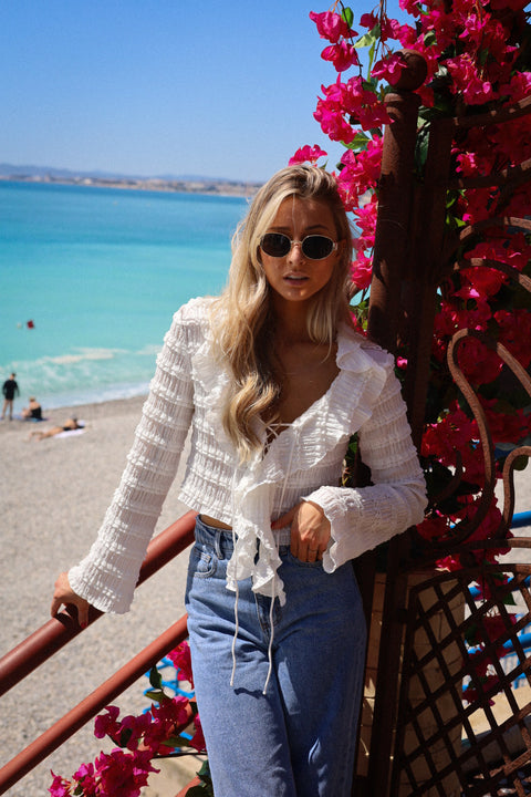 Violeta blanche - Blouse volantée