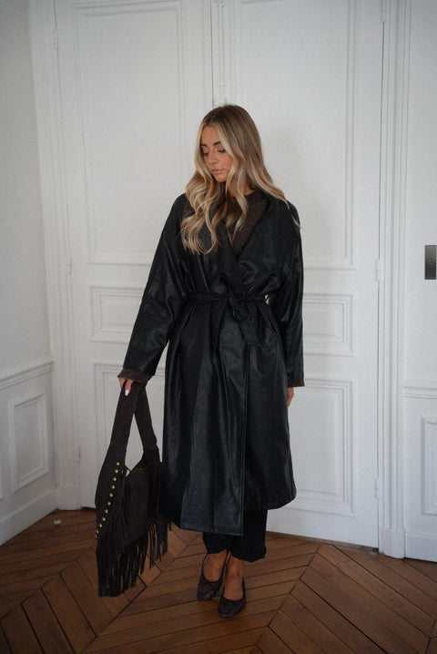 Penelope noir - Manteau en cuir