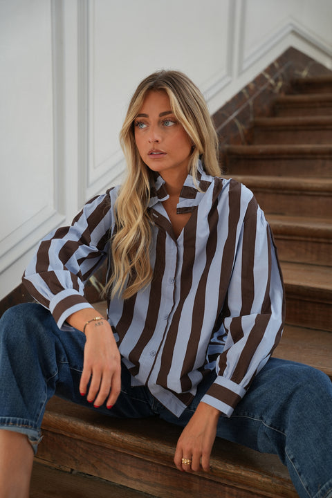 Manelle bleue - Blouse rayée