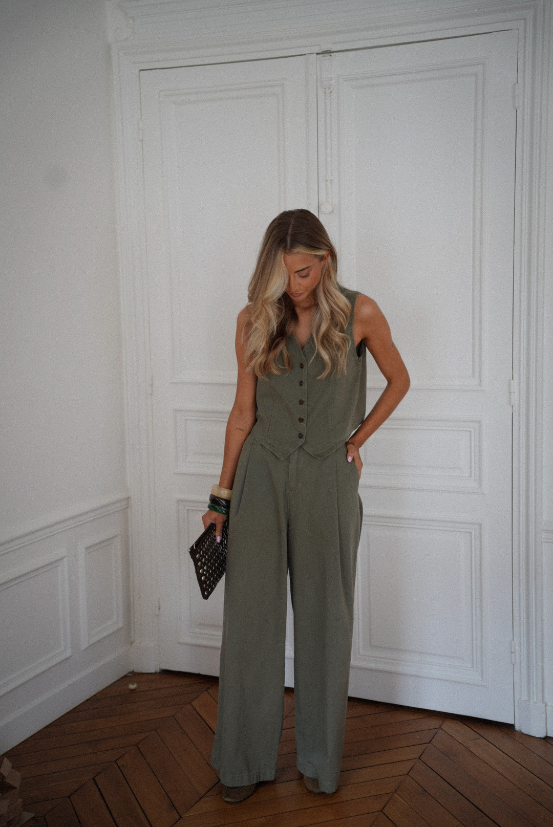 Shelby kaki - Top boutonné