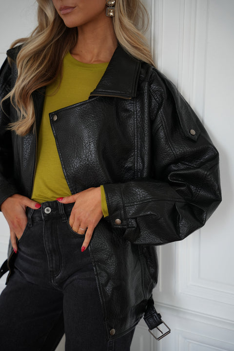 Ivy noire - Veste en similicuir