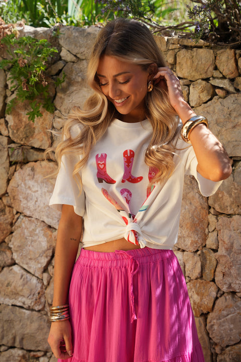 Coline blanc - T-shirt santiags