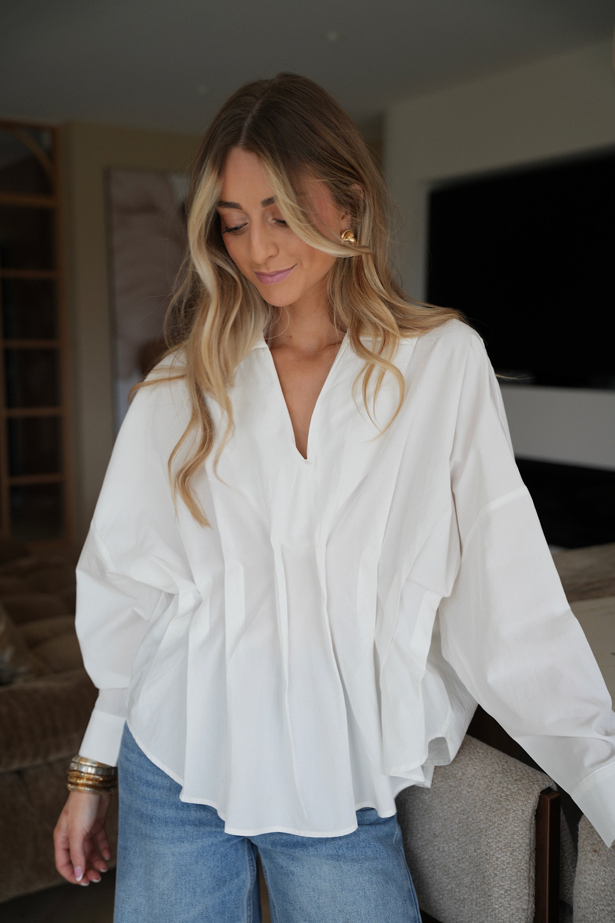 Stacy blanche - Blouse à plis