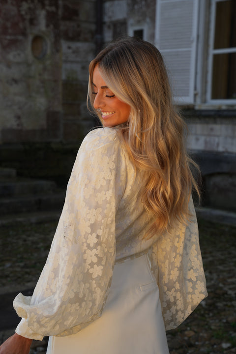 Doriane jaune - Blouse croisée