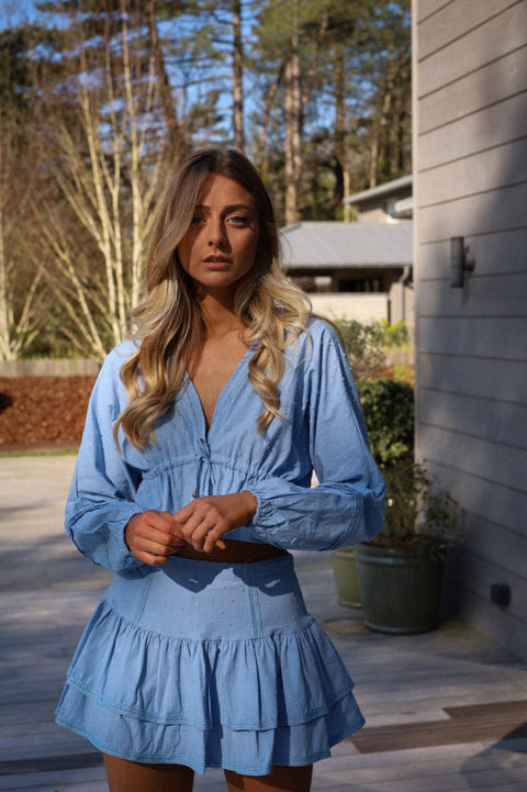 Gladys bleue - Jupe short