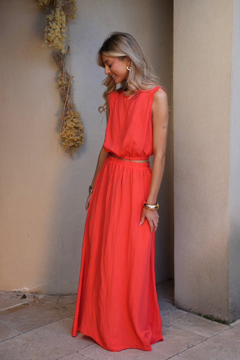 Elize corail - Ensemble jupe/top