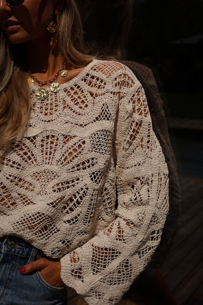 Lyne beige - Blouse crochet