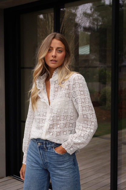 Solan blanche - Blouse brodée
