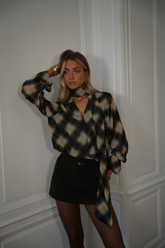 Sella beige - Blouse à carreaux