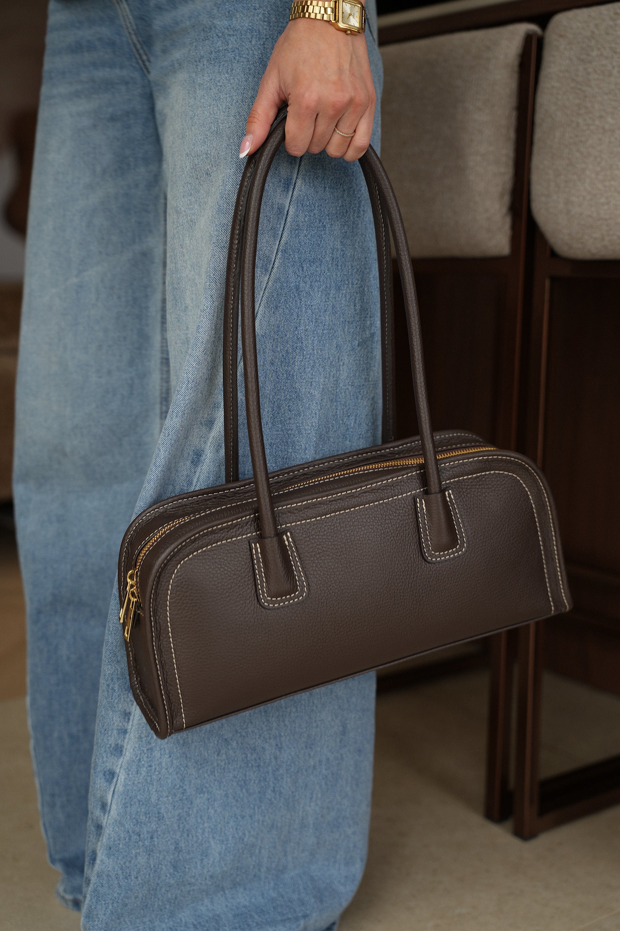 Nella chocolat - Sac en cuir