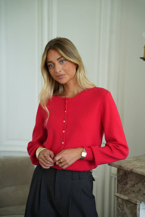 Nona rouge - Gilet boutonné