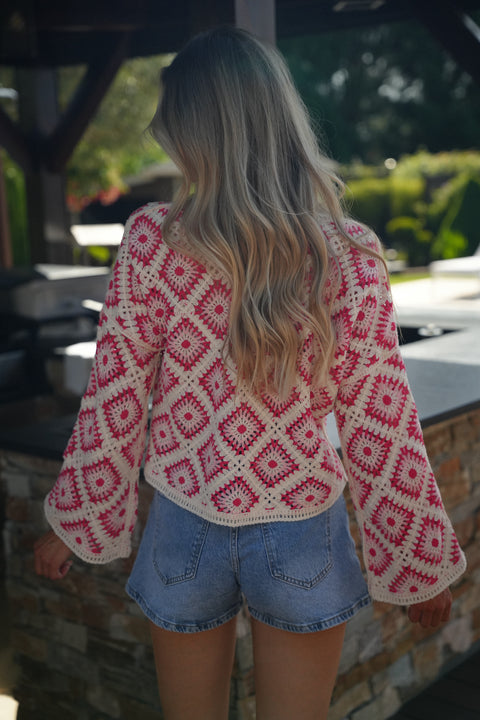 Fidji rouge - Blouse en crochet